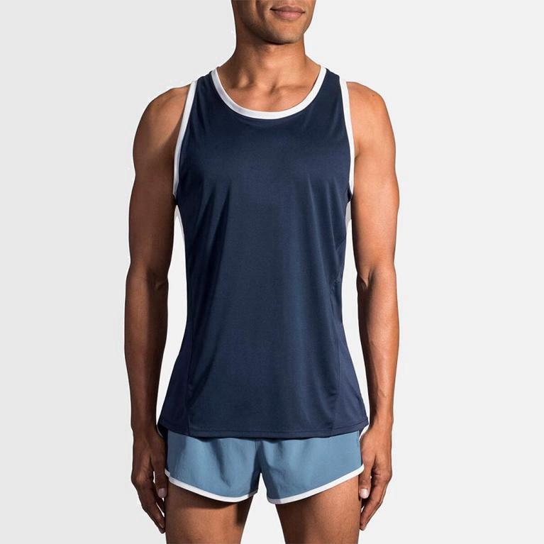 Brooks Stealth Israel - Men's Running Tank Top - Blue (75624-DMJO)